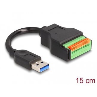 DeLOCK Delock USB 3.2 Gen 1 Cable Type-A male to Terminal Block Adapter with push button 15 cm