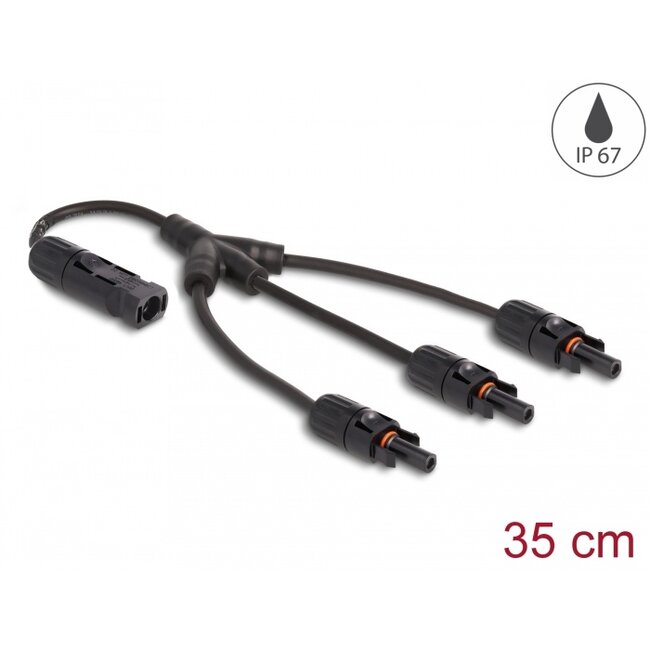 Delock DL4 Solar Splitter Cable 1 x male to 3 x female 35 cm black