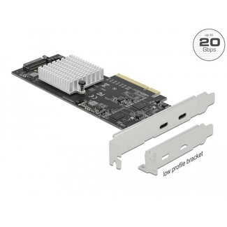 DeLOCK Delock PCI Express x8 Card to 2 x external SuperSpeed USB 20 Gbps (USB 3.2 Gen 2x2) USB Type-C™ female Dual Channel - Low Profile Form Factor