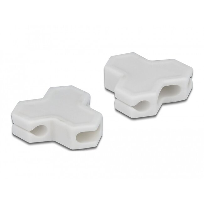 Delock Cable holder self-adhesive with 3 feed-throughs (1 x flat cable and 2 x round cable) 2 pieces white