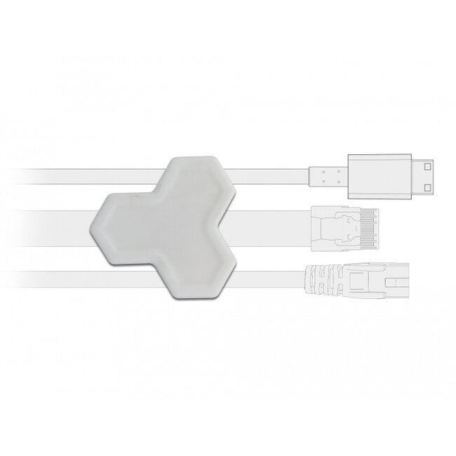 Delock Cable holder self-adhesive with 3 feed-throughs (1 x flat cable and 2 x round cable) 2 pieces white