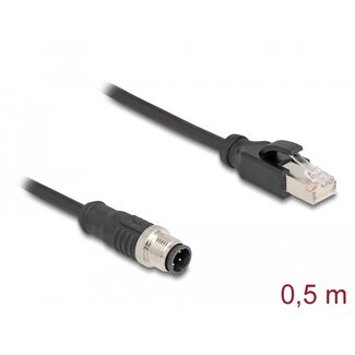 DeLOCK Delock M12 Adapter Cable D-coded 4 pin male to RJ45 male 50 cm