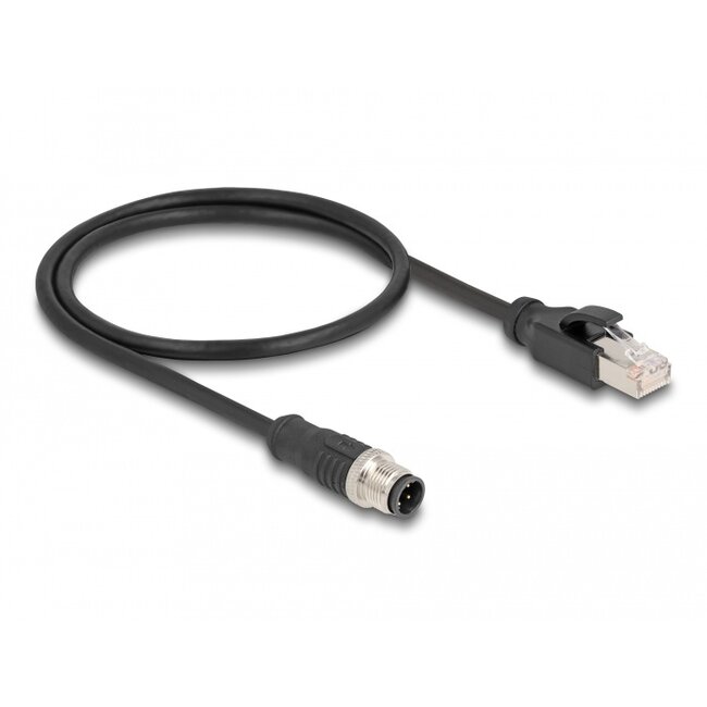 Delock M12 Adapter Cable D-coded 4 pin male to RJ45 male 50 cm