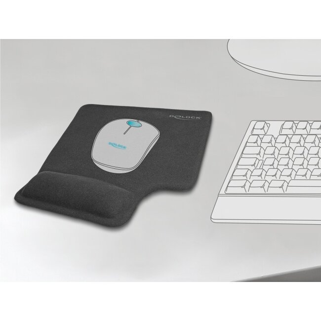 Delock Ergonomic Mouse Pad with Gel Wrist Rest left-hander black