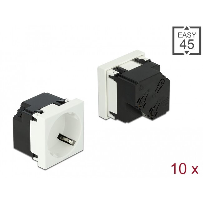 Delock Easy 45 Grounded Power Socket with a 45° arrangement 45 x 45 mm 10 pieces