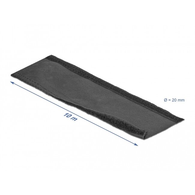 Delock Woven Sleeve with Hook-and-Loop Fastener heat-resistant 10 m x 20 mm black