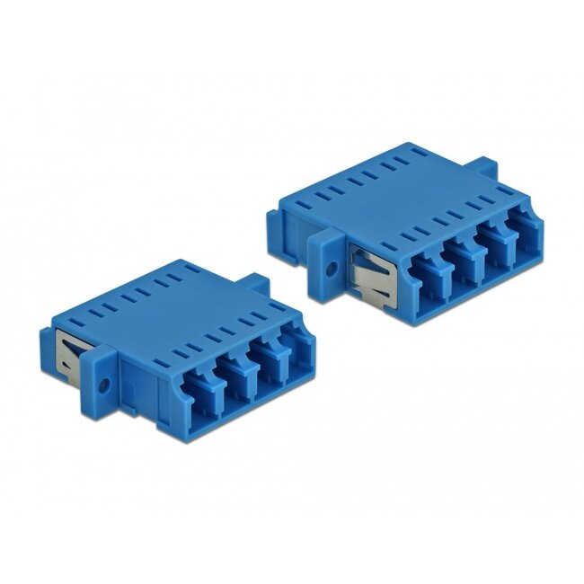 Delock Optical Fiber Coupler LC Quad female to LC Quad female Single-mode 2 pieces blue