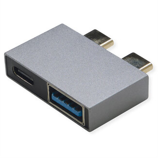 Roline ROLINE USB 3.2 Gen 2 Adapter, 2x USB type C - 1x type A + 1x C, M/F, zilver