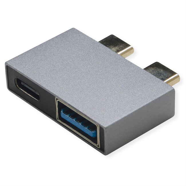 ROLINE USB 3.2 Gen 2 Adapter, 2x USB type C - 1x type A + 1x C, M/F, zilver