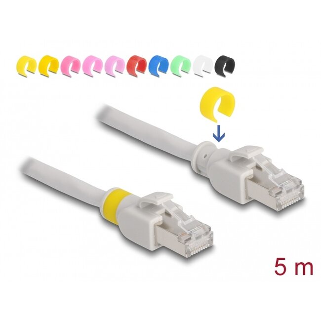 Delock Network cable RJ45 Cat.6A S/FTP with colored clips 5 m