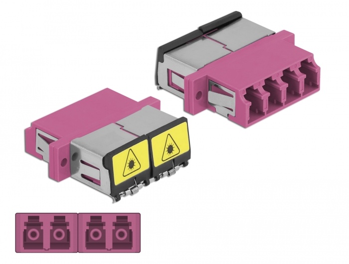 DeLOCK 86906. Aansluiting type: LC/LC, Kleur van het product: Violet, Draad modus structuur: Multimode. Breedte: 25,6 mm, Diepte: 29,2 mm, Hoogte: 9,3 mm. Aantal per verpakking: 1