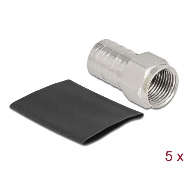 Delock F plug for crimping RG-6 with matching shrink tube