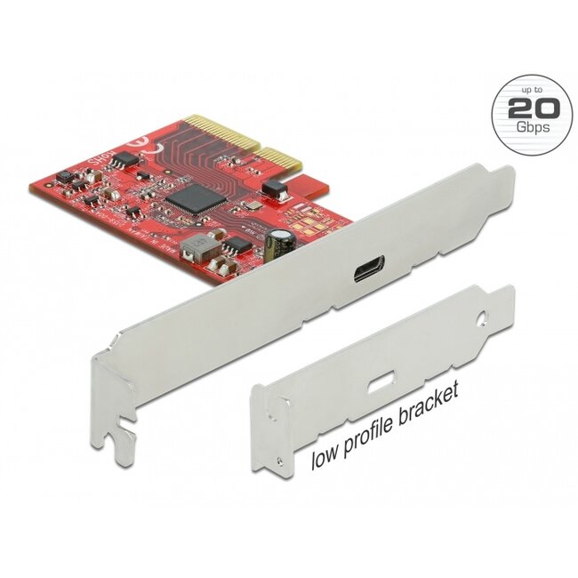Delock PCI Express x4 Card to 1 x external SuperSpeed USB 20 Gbps (USB 3.2 Gen 2x2) USB Type-C™ female - 3 A