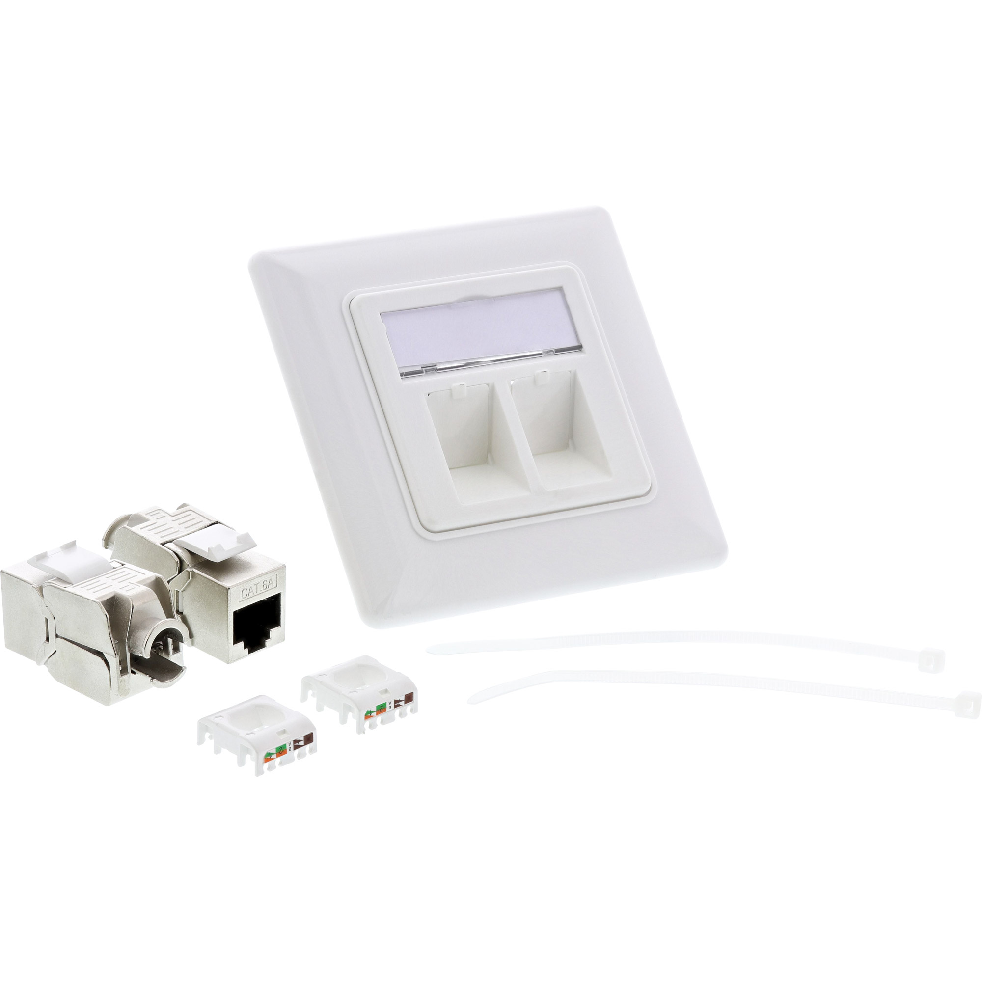 InLine® Cat. 6A aansluitdoos verzonken gemonteerd, 2x RJ45, wit RAL9010 |
