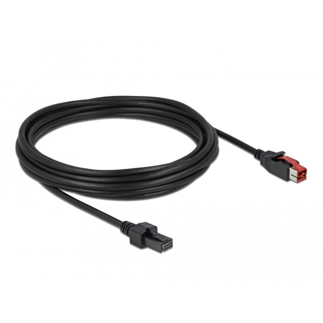 Delock PoweredUSB cable male 24 V to 2 x 4 pin male 5 m for POS printers and terminals