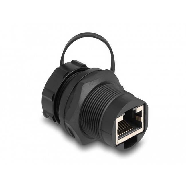 Delock RJ45 Cat.6A Coupler with sealing cap IP67 dust and waterproof