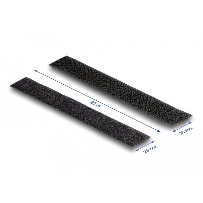 Delock Heavy-duty Hook-and-Loop tape L 25 m x W 25 mm black