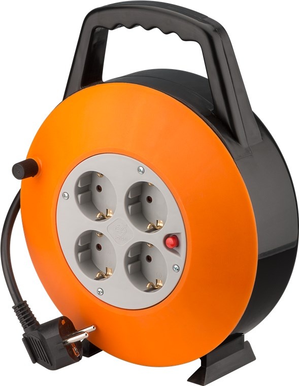 Pro Cable reel 15 m orange-black - with 4 protective