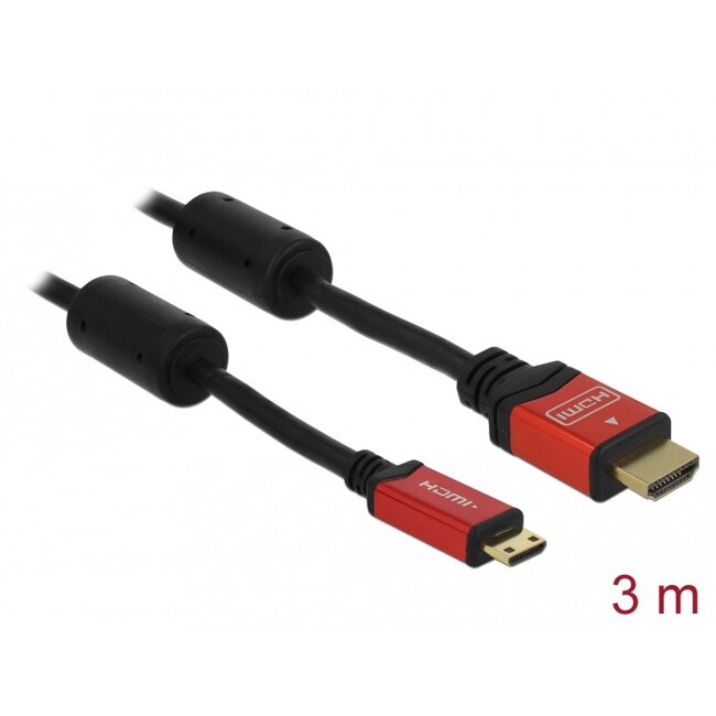 Delock Cable High Speed HDMI with Ethernet - HDMI A male > HDMI Mini-C male 4K 3 m