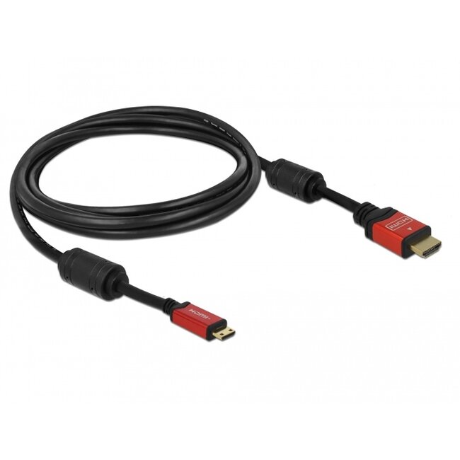 Delock Cable High Speed HDMI with Ethernet - HDMI A male > HDMI Mini-C male 4K 3 m