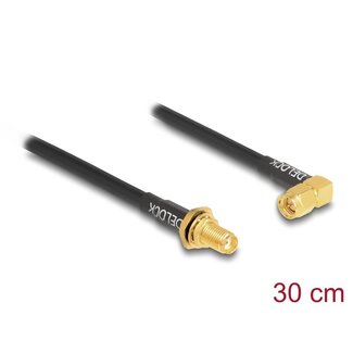 DeLOCK Delock Antenna Cable SMA jack bulkhead splash proof to SMA plug 90° RG-58 30 cm
