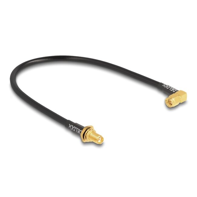 Delock Antenna Cable SMA jack bulkhead splash proof to SMA plug 90° RG-58 30 cm