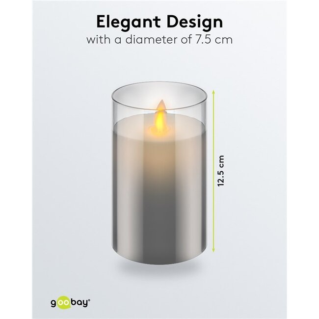 Goobay LED Real Wax Candle in Glass, 7.5 x 12.5 cm