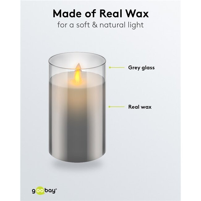Goobay LED Real Wax Candle in Glass, 7.5 x 12.5 cm