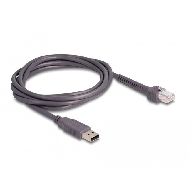 Delock USB Barcode Scanner 1D with connection cable and stand - Laser - light grey