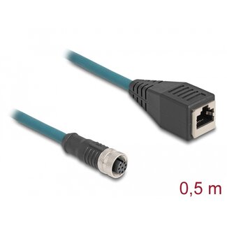 DeLOCK Delock M12 Adapter Cable A-coded 8 pin female to RJ45 female 50 cm
