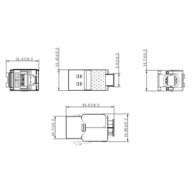 Goobay Keystone Module RJ45 CAT 6A, STP, Slim-Line