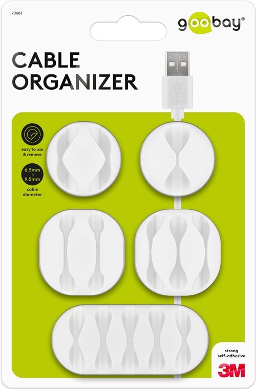 Kabelclip Set - 5 Verschillende clips - Wit