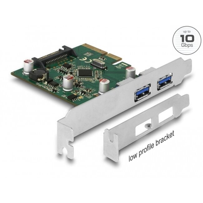 Delock PCI Express x4 Card to 2 x external USB 3.2 Gen 2 Type-A female