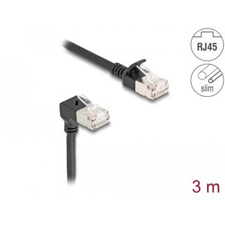 DeLOCK Delock RJ45 Network Cable Cat.6A S/FTP Slim 90° downwards angled / straight 3 m black