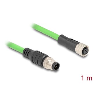 DeLOCK Delock M12 Cable A-coded 8 pin male to female PUR (TPU) 1 m