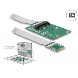 DeLOCK Delock Converter M.2 Key A+E male > 1 x Mini PCIe Slot half size / full size with flexible cable