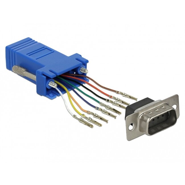 Delock Adapter D-Sub 9 pin male to RJ45 female Assembly Kit blue