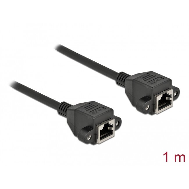 Delock Network Extension Cable S/FTP RJ45 jack to RJ45 jack Cat.6A 1 m black
