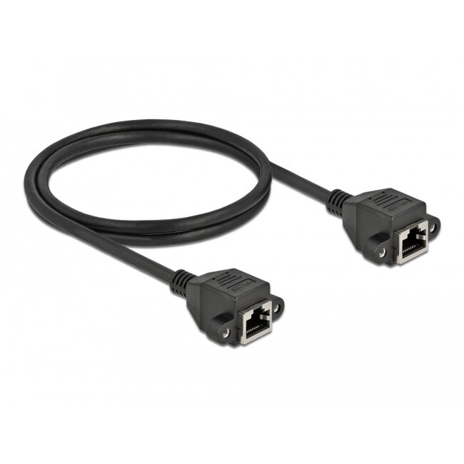 Delock Network Extension Cable S/FTP RJ45 jack to RJ45 jack Cat.6A 1 m black