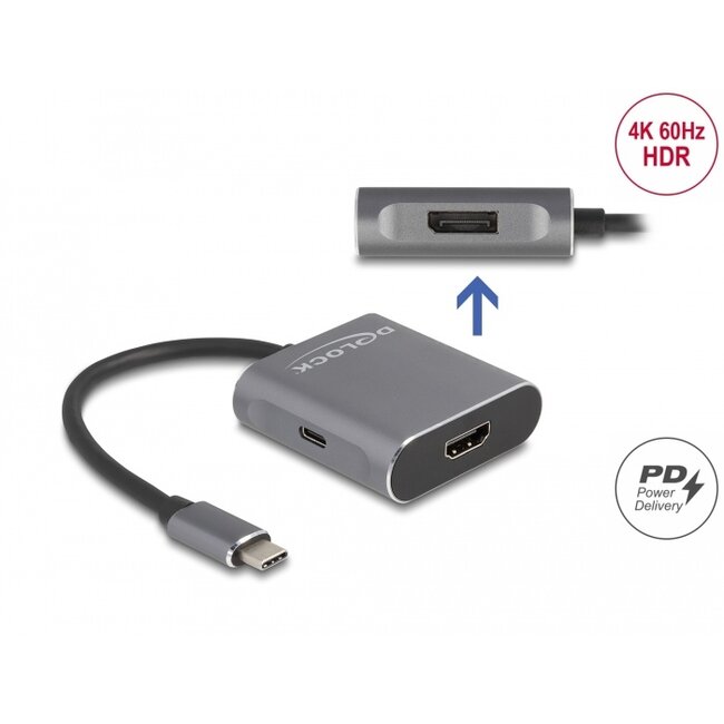 Delock USB Type-C™ Splitter (DP Alt Mode) to 1 x HDMI + 1 x DisplayPort MST with USB Type-C™ PD