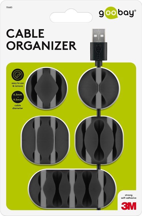 Kabelclip Set - 5 Verschillende Clips - Zwart