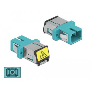 DeLOCK Delock Optical Fiber Coupler with laser protection flip SC Simplex female to SC Simplex female Multi-mode aqua