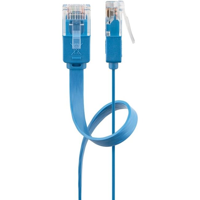 Goobay CAT 6 Flat Patch Cable, U/UTP, blue 2 m