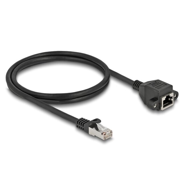 Delock Network Extension Cable S/FTP RJ45 plug to RJ45 jack Cat.6A 1 m black