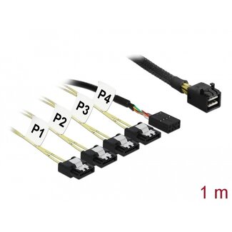 DeLOCK Delock Cable Mini SAS HD SFF-8643 > 4 x SATA 7 pin Reverse + Sideband 1 m