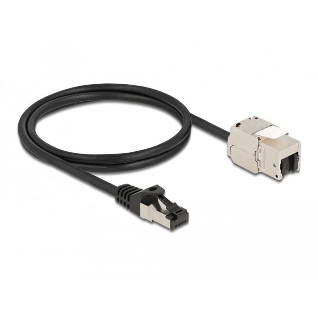 Delock Cable RJ45 plug to Keystone Module RJ45 jack Cat.6A 1 m black