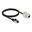 Delock Cable RJ45 plug to Keystone Module RJ45 jack Cat.6A 1 m black