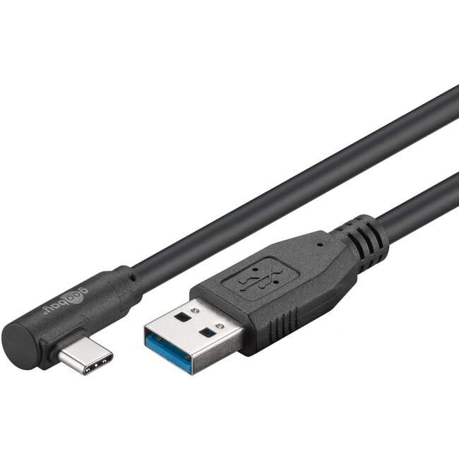 Goobay USB 3.0 USB-C™ to USB-A Cable, 90°, 1 m, Black