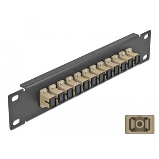 DeLOCK Delock 10″ Fiber Optic Patch Panel 12 Port SC Simplex beige 1U black