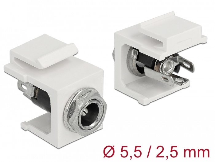 DeLOCK 86373 DC 5.5 x 2.5 mm Wit kabeladapter/verloopstukje